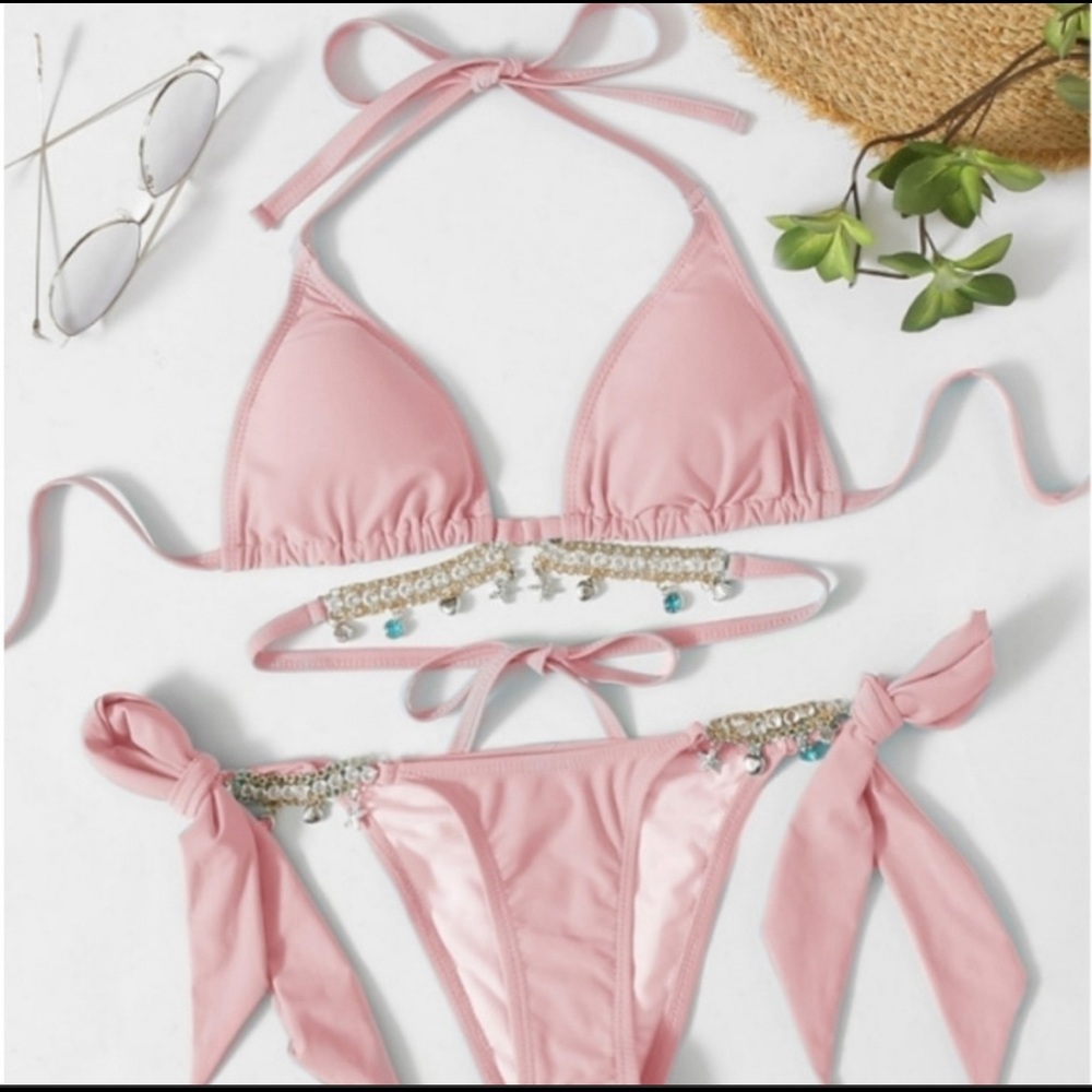 Pink charm tie wrap bikini - true to size - Brand New With Tags NWT  never worn